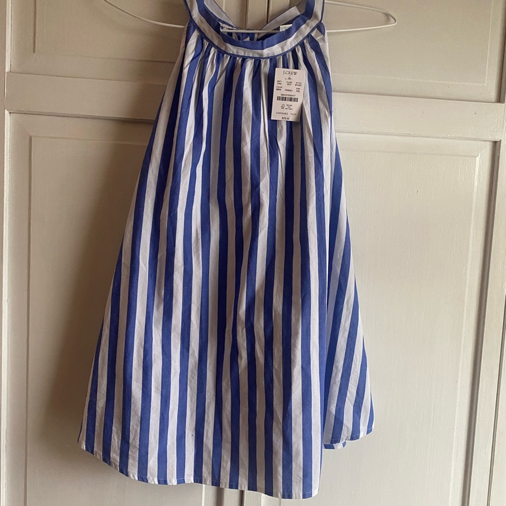 J. Crew Blue and White Striped Halter shirt